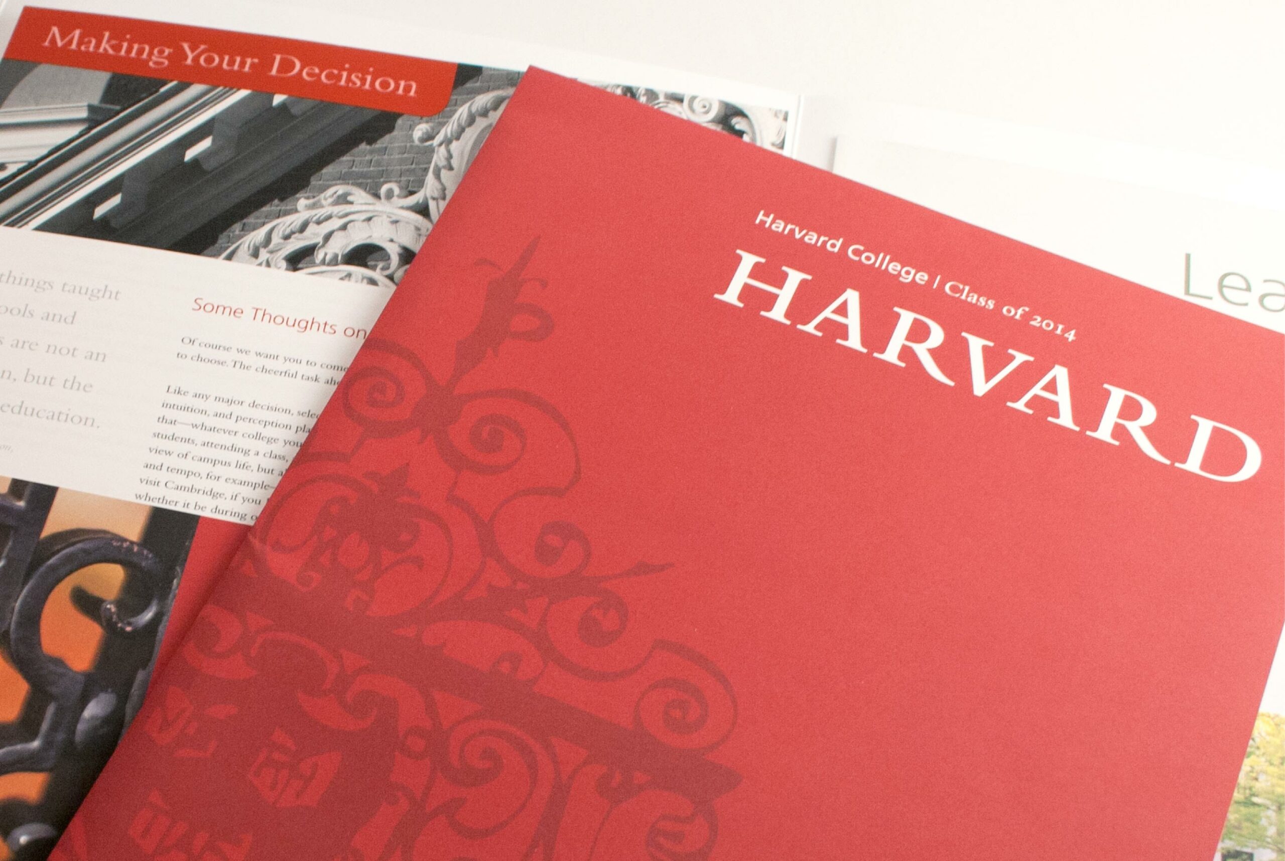 Red book with title Harvard College Class of 2014