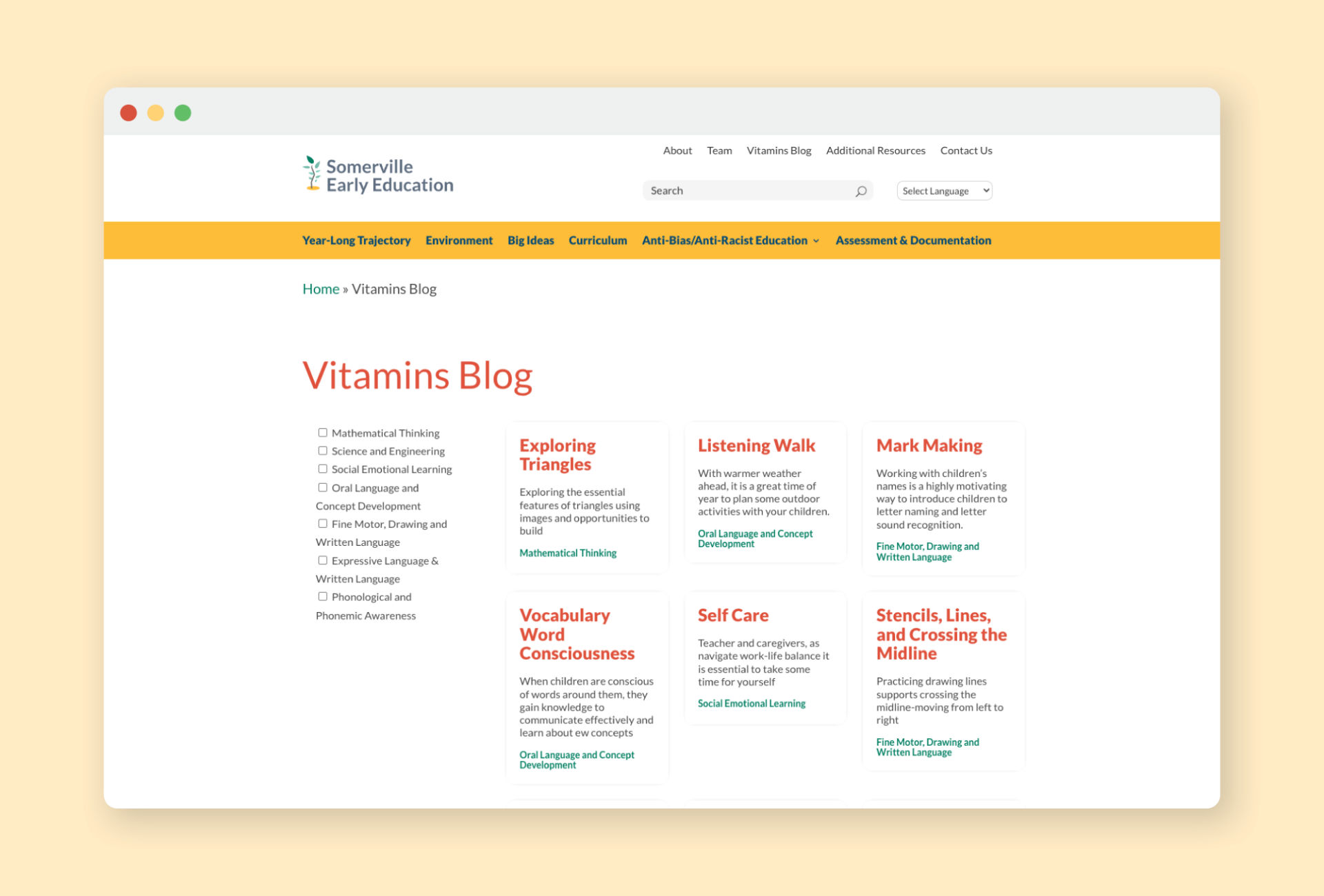 Vitamins Blog Screenshot