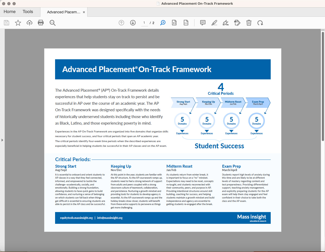 PDF Screenshot of Mass Insight information