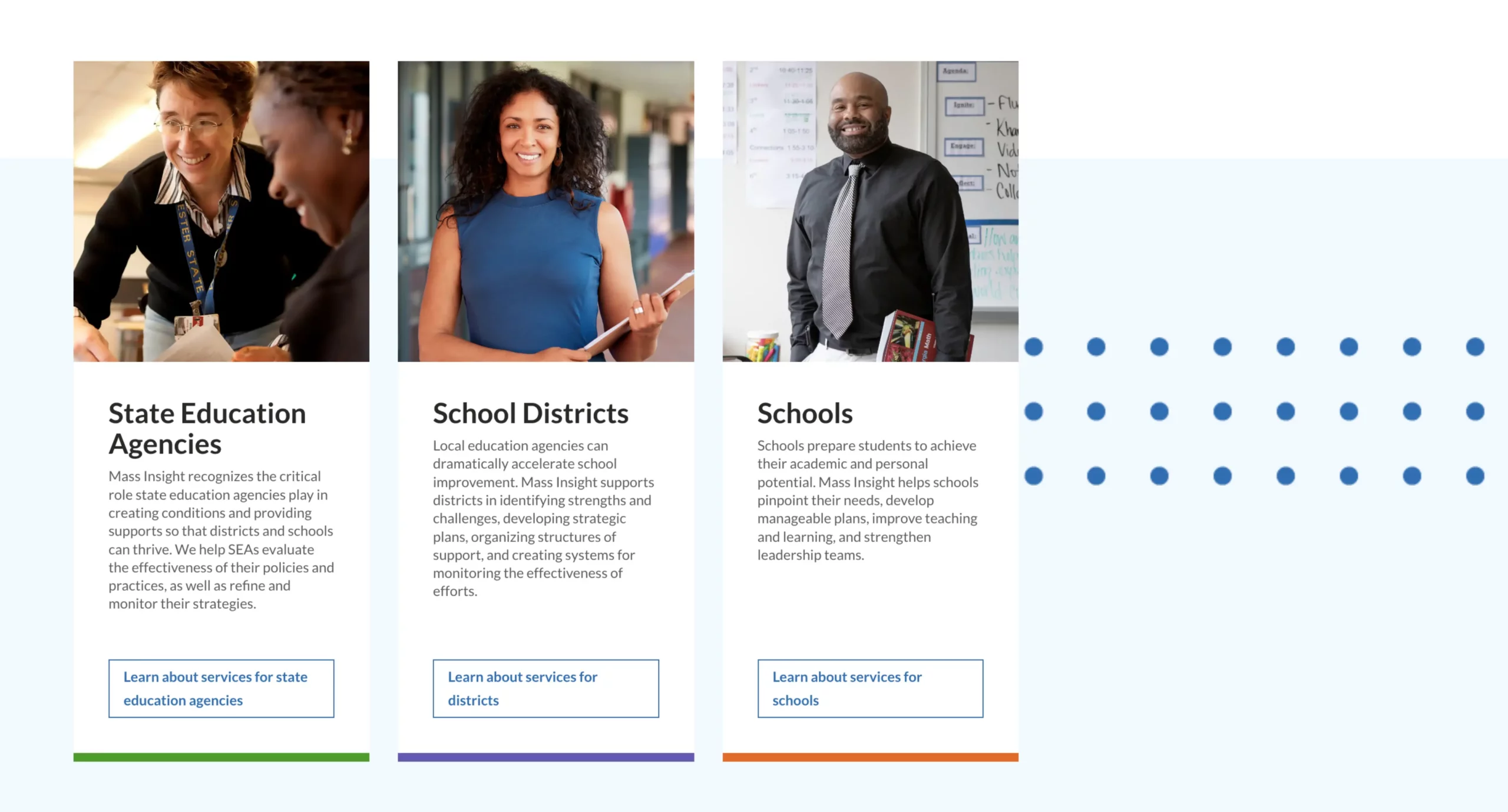 services page for state, district, and school agencies