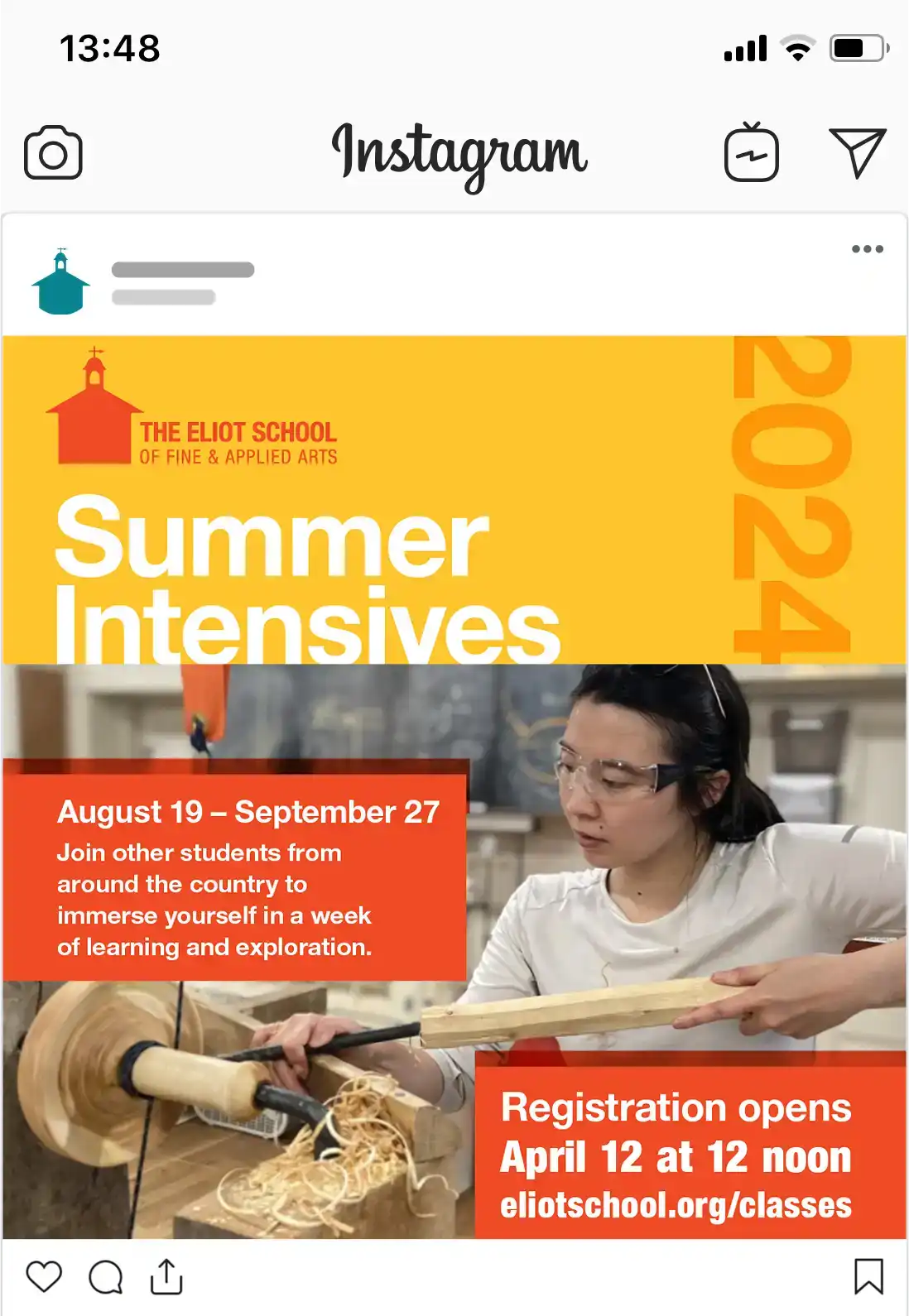 Summer Intensives Instagram Post