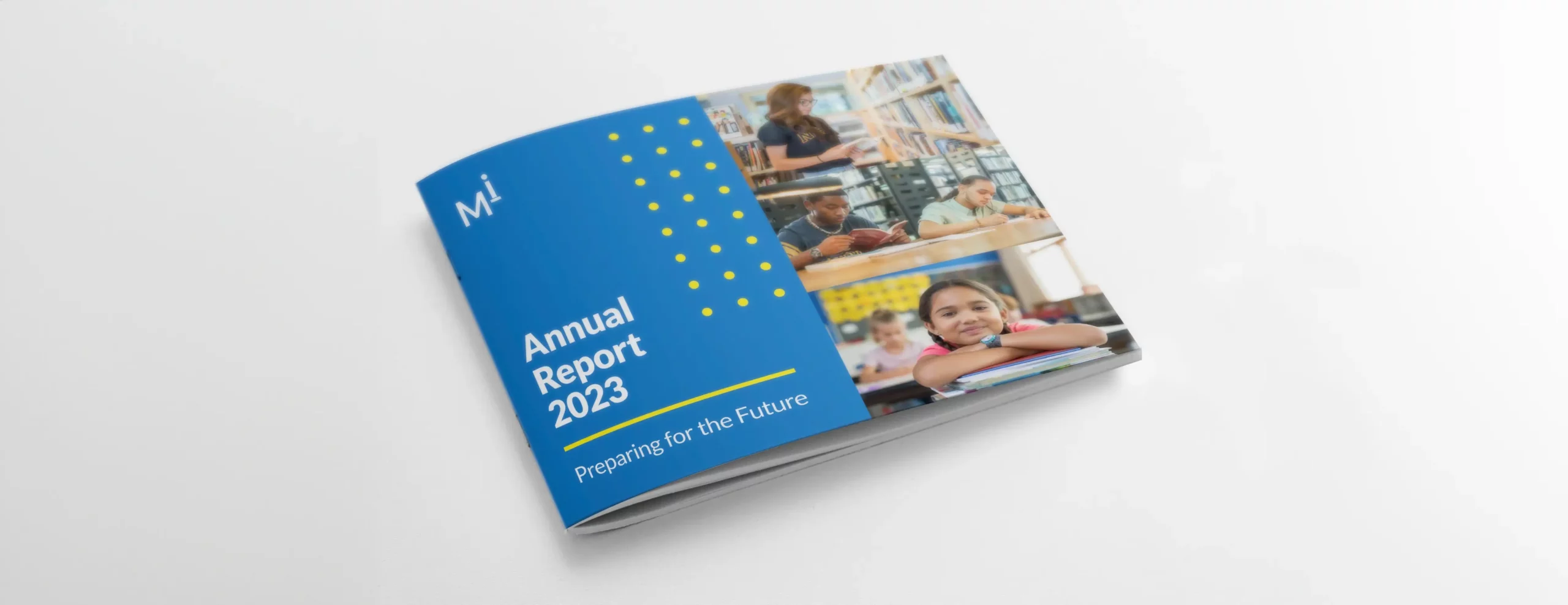 printed mockup of annual report