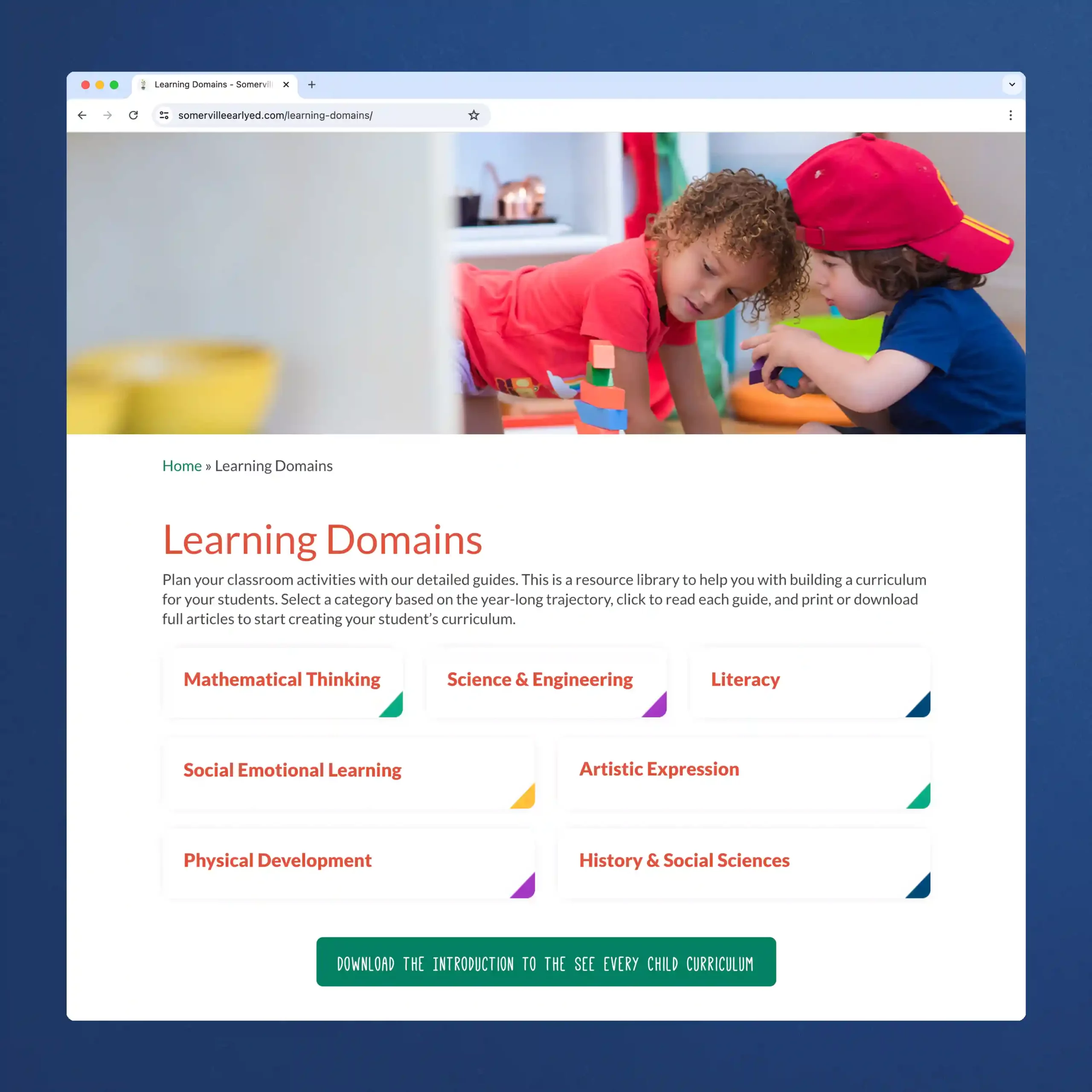 Somerville Early Education Learning Domains webpage